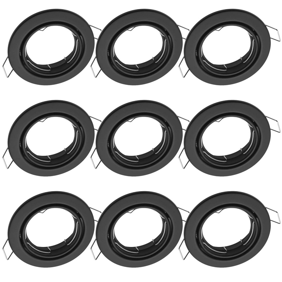 Oktaplex 9er Set Dijon Einbauspots Schwarz, schwenkbare runde Deckenstrahler aus Metall für GU10 LED-Leuchtmittel - Bild 2