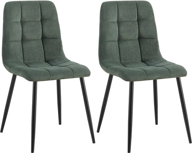 2er Set Esszimmerstühle DELUKE FIGAD in Grün mit Cord-Bezug, B/T/H: 45 x 55 x 84 cm - Bild 1