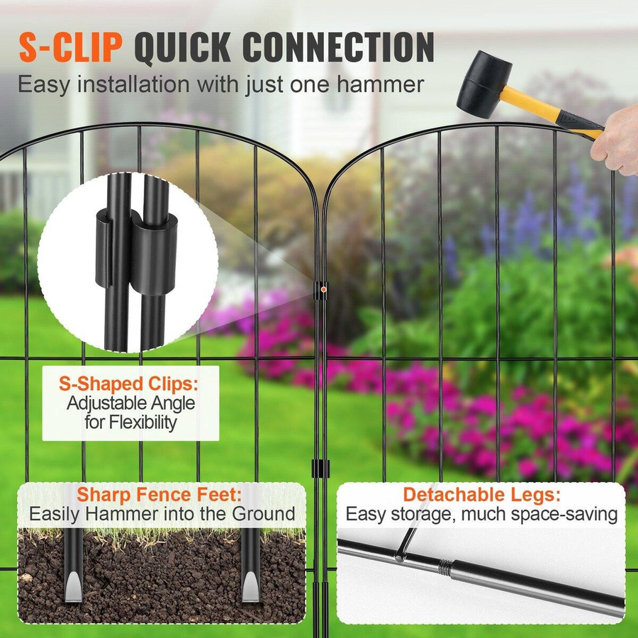 Buying Solutions MB Tierabwehrzaun aus Kohlenstoffstahl in Schwarz, dekorative Gartenbegrenzung ohne Bohren, Höhe: 60,96 cm, Länge: 33,02 cm - Bild 4