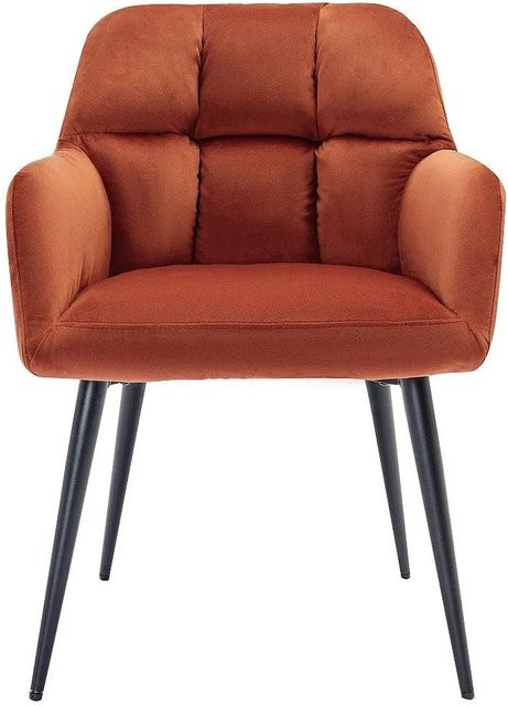 Vente-unique Pega Stuhl mit Armlehnen aus Samt und Metall in Terracotta, Breite: 58,5 cm - Bild 1