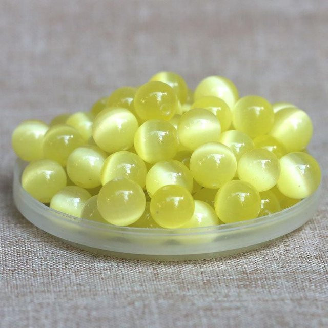 Glasarmband Armbandzubehör, Katzenaugenstein-Perlen, gelb, 6 mm, 50 Stk. - Bild 1