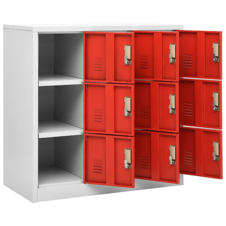 vidaXL Schließfachschrank aus Stahl in Rot und Grau mit Schloss, B/T/H: 90 x 45 x 92,5 cm - Bild 3