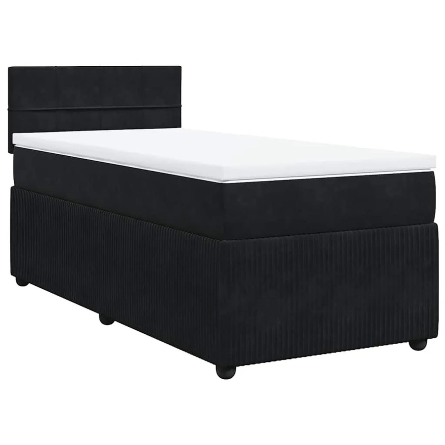 vidaXL Boxspringbett mit Matratze in Schwarz aus Samt mit USB-Ladeport und Unterbettbeleuchtung B/T: 100 x 200 cm - Bild 2