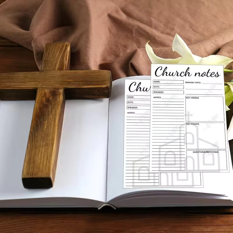 Religiöses Notizbuch Set für Gebete und Tagebuch, Softcover, weiß, A5, liniertes Papier - Bild 2