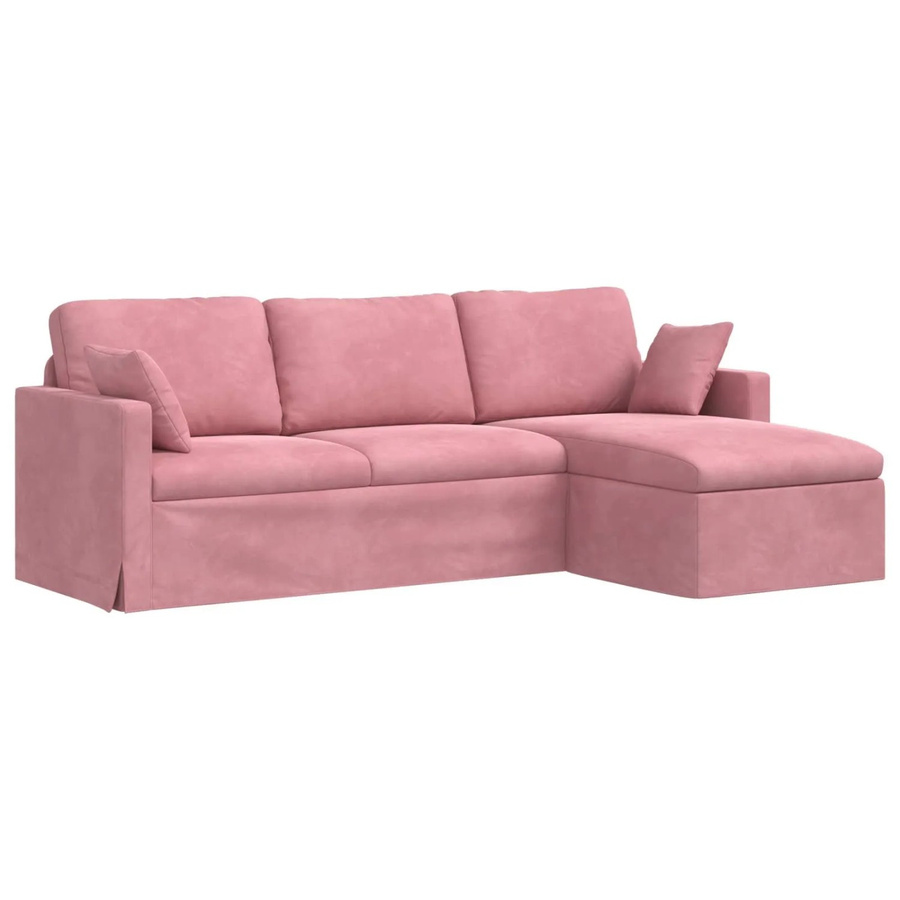 vidaXL Ecksofa in Rosa aus Samt mit Metallrahmen und Kissen, B/T/H: 228 x 134 x 80 cm - Bild 2
