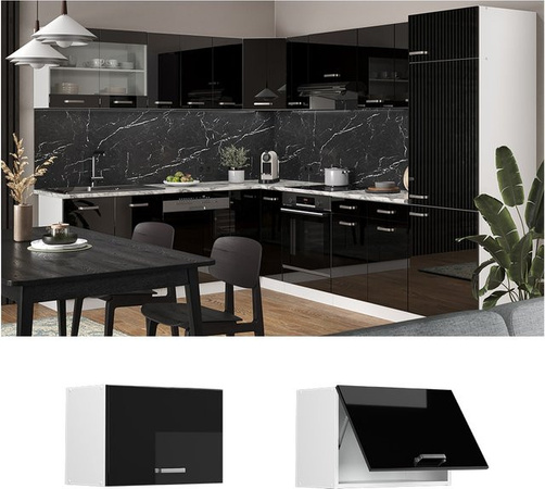 Vicco R-Line Hängeschrank Küchenschrank modern in Weiß und Schwarz Hochglanz B: 60 cm, H: 40 cm, T: 31 cm