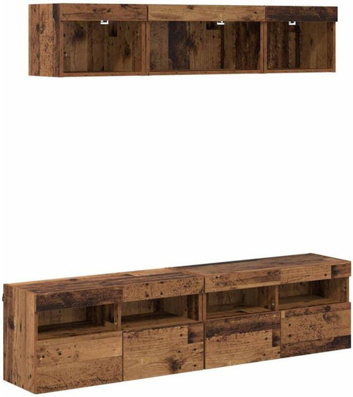 5er Set Wandregale aus Holz im Industrial Design von vidaXL, Braun, B/T/H: 80 x 30 x 40 cm - Bild 1