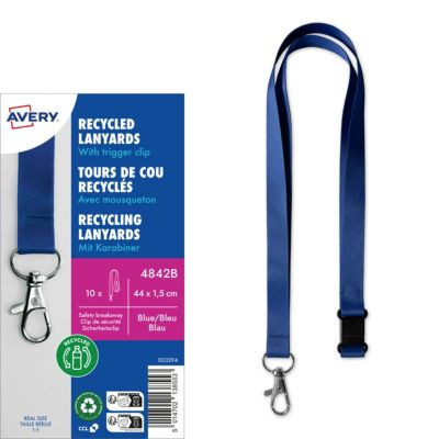 Avery Zweckform 4842B Recycling Lanyard aus rPET in Blau mit Karabiner, 10 Stück, L x B: 44,0 x 1,5 cm - Bild 3