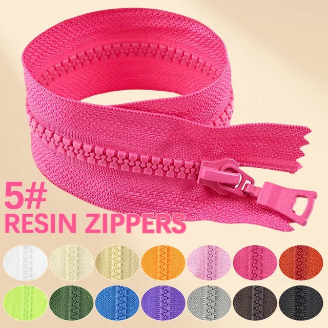 2 Stück Meetee Harz-Reißverschlüsse für Taschen und Kleidung, Größe 5, Farben: Pink und Multicolour, Längen: 15-90 cm - Bild 1