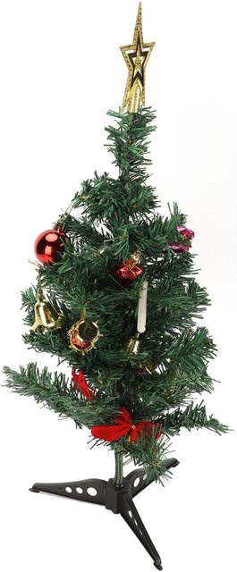 Koogeelife Mini Tischweihnachtsbaum Set mit LED-Licht, Künstlicher geschmückter Weihnachtsbaum in Schwarz und Grün, Höhe: 50 cm - Bild 1