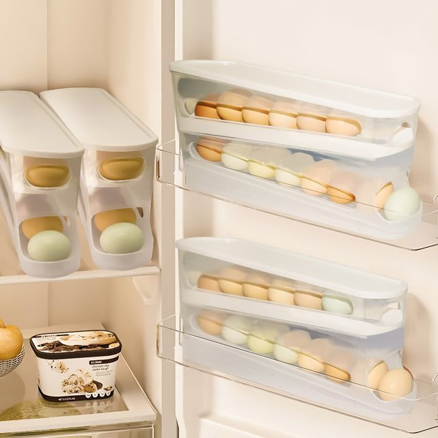 Eieraufbewahrungsbox mit Rollschiebetyp in Blau aus lebensmittelechtem Kunststoff für den Kühlschrank - Bild 1
