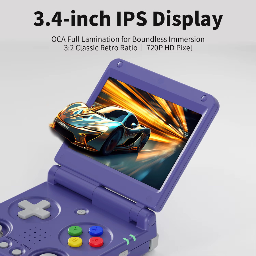 Anbernic RG35XXSP Flip Handheld-Spielekonsole in Grau mit 3,4-Zoll-IPS-Bildschirm, Linux, 64-Bit, 3300 mAh und WLAN als zusammenklappbarer Retro-Gaming-Player - Bild 3