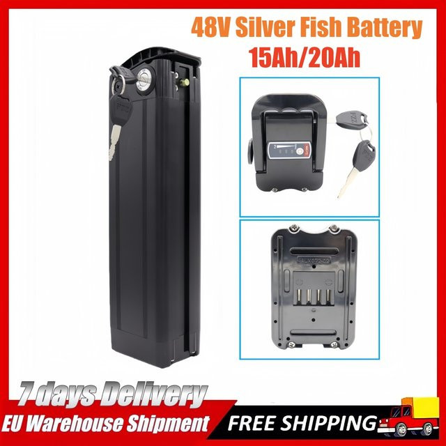 Aleaivy Silver Fish Li-Ion Akku 48V 15Ah 20Ah für BURCHDA R8S Pro und JINGHMA R8 Pro+ inklusive 54,6V 2A Ladegerät, Schwarz - Bild 1