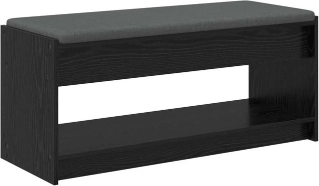 vidaXL Flurbank mit Kissen und Schuhregal in Eiche Schwarz, B/T/H: 103 x 38 x 45 cm - Bild 1