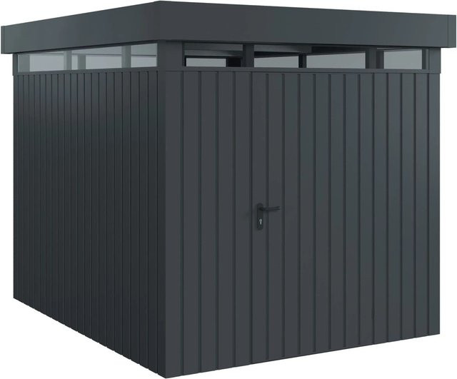 EcoStar Gerätehaus Euroline Flachdach in Anthrazit mit Lichtband und 1-flügiger Tür B/T: 229 x 277 cm - Bild 1