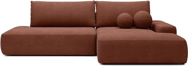 Vente-unique Schlafsofa Daviso in Terracotta mit L-Form und Schlaffunktion, Breite: 276 cm - Bild 1