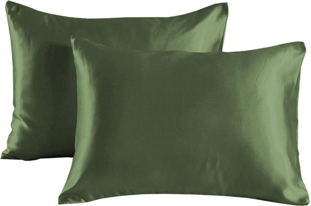 Cozy Up Home Seiden-Kissenbezüge aus Satin in Grün, 2er-Set, B/H: 51 x 66 cm - Bild 1