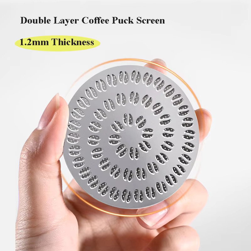 YUAN-ECT Doppelschichtiger Kaffee-Puck-Sieb aus SUS304 Edelstahl in Silber für Espresso-Siebträger (51 mm, 53 mm, 58 mm) - Bild 4