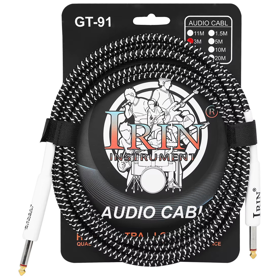 IRIN E-Gitarren-Audiokabel mit 6,35 mm Stecker auf Stecker und Denoise-Funktion, Länge: 3 m, Farben: Rot und Schwarz - Bild 4