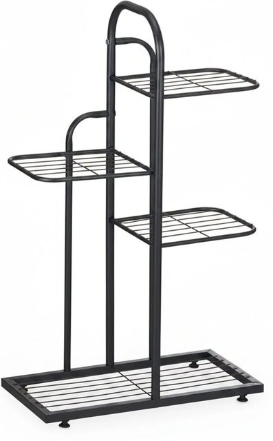 Relaxdays Pflanzenständer aus Stahl in Schwarz mit 4 Ablagen, H: 72,5 cm, B: 44 cm, T: 22,5 cm - Bild 1