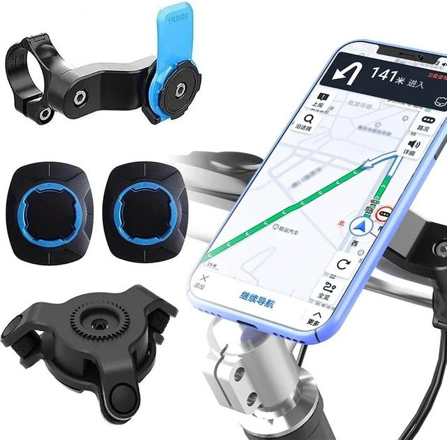 Stoßfester Fahrrad-Handyhalter für Xiaomi, iPhone und Samsung in Schwarz - Bild 1