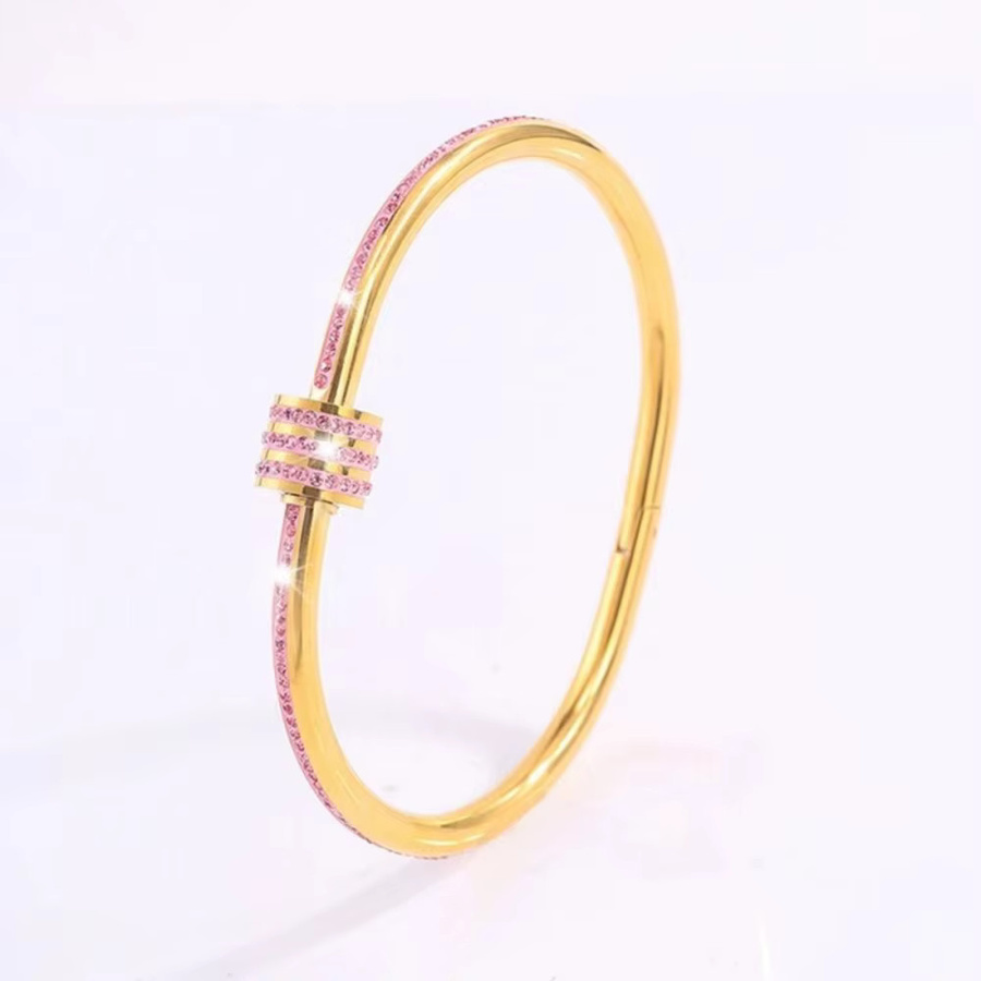 Yupsk Armband Edelstahl, rosa Zirkon, Unisex - Bild 2