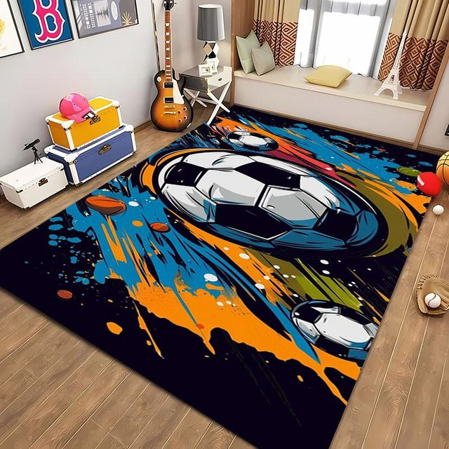 Karpetti Fußball Teppich für Kinderzimmer und Wohnzimmer, Mehrfarbig, B/B: 100 x 150 cm - Bild 1