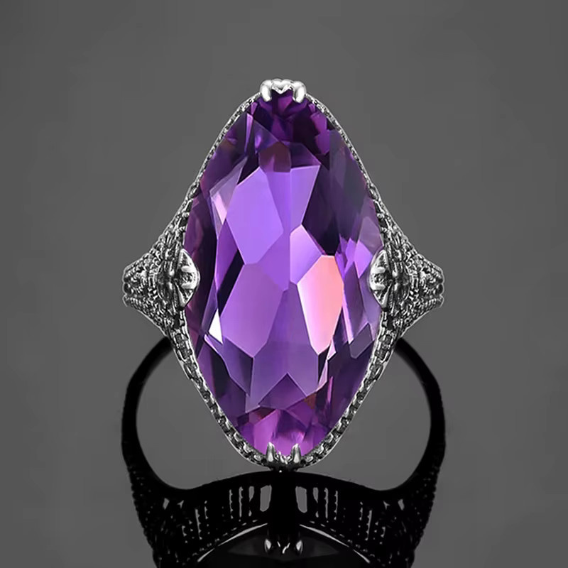 Huitan Fingerring, Silber, lila Zirkonia, Damen - Bild 2