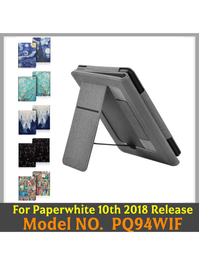 Schutzhülle für Kindle Paperwhite 10. Generation 6 Zoll 2018 aus PU Leder mit Standfunktion und Handgürtelband in Grau - Bild 3