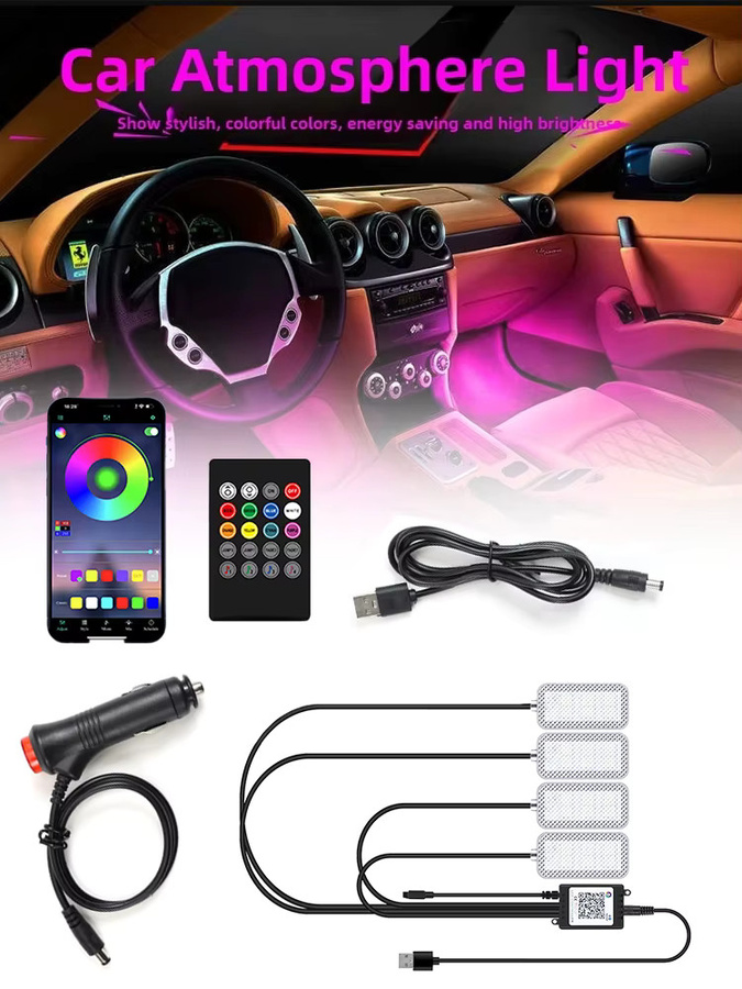 WUMFIRE LED Auto Ambientebeleuchtung mit App- und Musiksteuerung, RGB Hintergrundbeleuchtung für dein Fahrzeug mit Fernbedienung und WiFi-Funktion, Multicolour - Bild 6