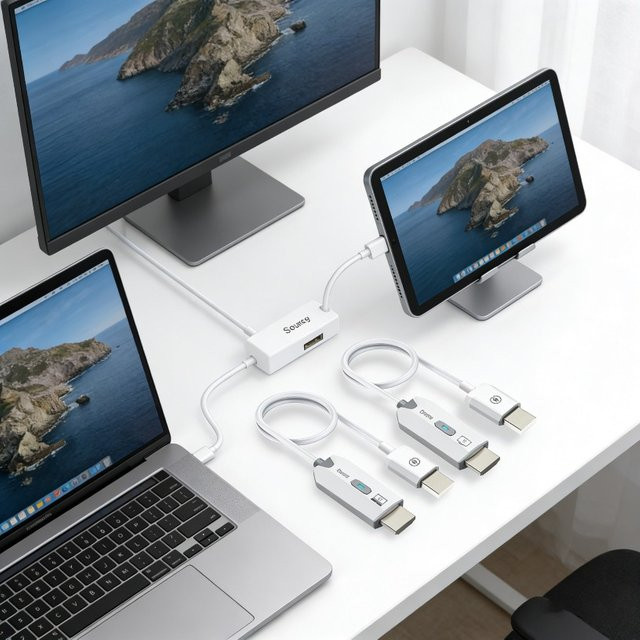 VIKEFON Kabelloser HDMI Sender und Empfänger Extender für Full HD 1080P@60Hz in Weiß und Orange - Bild 1