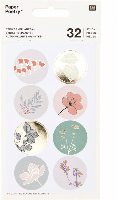 Rico Design Paper Poetry Sticker Pflanzen klein 4 Blatt - Bild 1