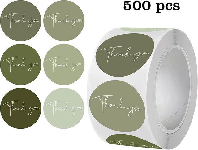 500-teiliges Dankesaufkleber-Set aus grünem Papier für kleine Unternehmen, Hochzeiten und Schreibwaren - Bild 1