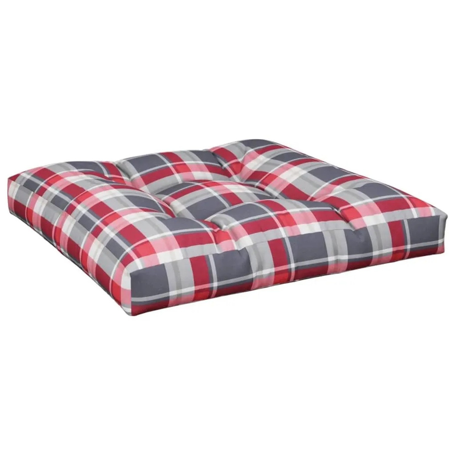 vidaXL Palettenkissen Rot Karomuster aus Polyester, B/T/H: 80 x 80 x 12 cm - Bild 2