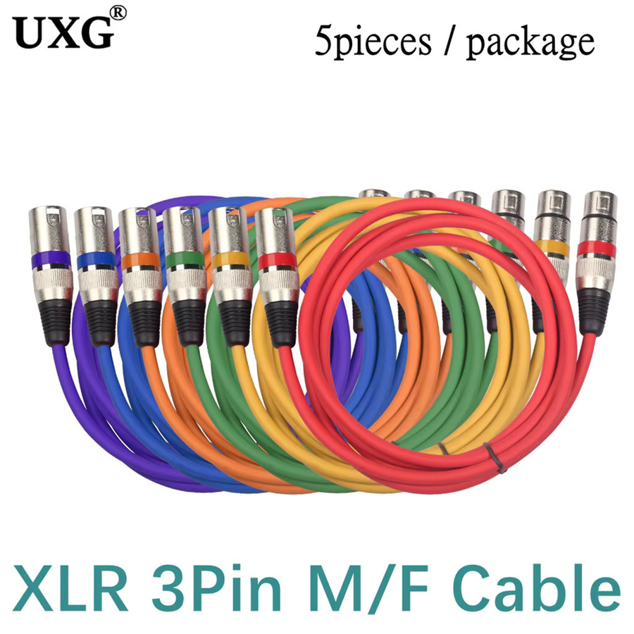 5er Set XLR Kabel Männlich zu Weiblich 3Pin OFC Audio Kabel mit Folie und Geflochtener Abschirmung für Mikrofon, Mixer und Verstärker - Bild 2