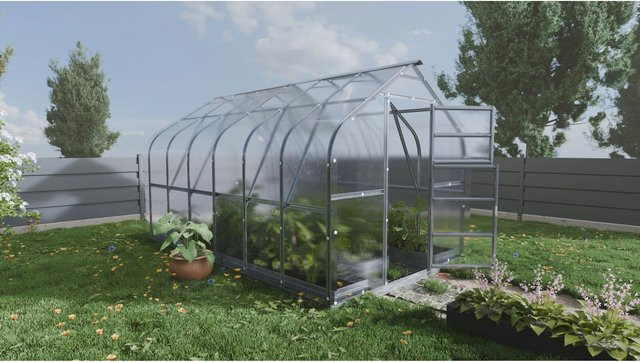 Klasika Gewächshaus Standart mit 10 m² Fläche, B/T: 4 m x 2,5 m, 6 mm Polycarbonatabdeckung, 2 Dachfenster mit automatischer Fenstersteuerung und verzinktem Stahlrahmen - Bild 1