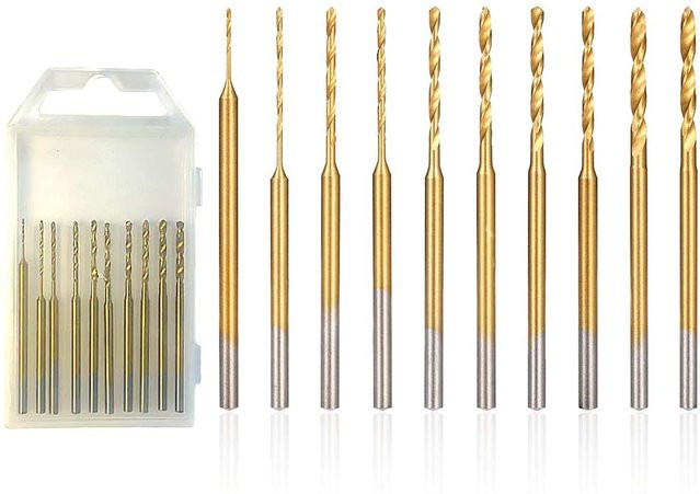 Vibratite HSS Mini Bohrer Set mit 2,35 mm Schaftdurchmesser, 10 Stück in Gold für Schmuck, Leder und Holz - Bild 1
