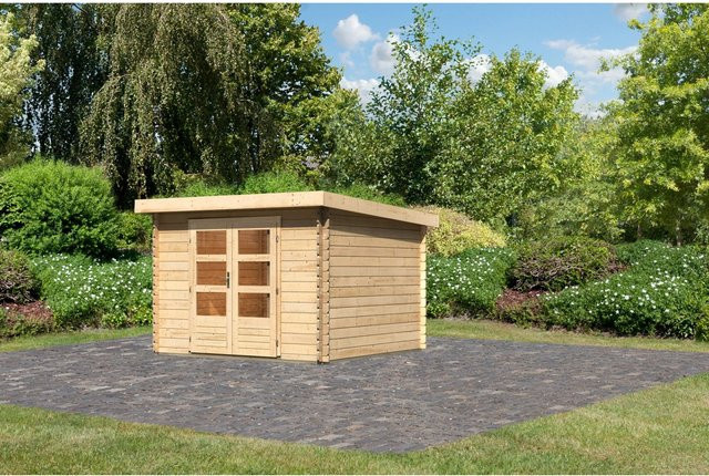 Karibu Holz-Gartenhaus Ängelholm in Natur Unbehandelt mit Blockbohlenbauweise B/T: 280 x 280 cm - Bild 1