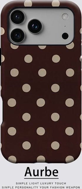 Aurbe 2-in-1 MagSafe Hülle mit mattem Film und Vintage Polka Dot Print für iPhone 17 16 15 14 Plus Pro Max, Stoßfeste Hartschale, Braun - Bild 1