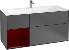 V&B Waschtischunterschrank Finion Wandbeleuchtung mit Regalsystem rechts, Anthrazit matt, B: 119,6 cm, T: 49,8 cm - Bild 1