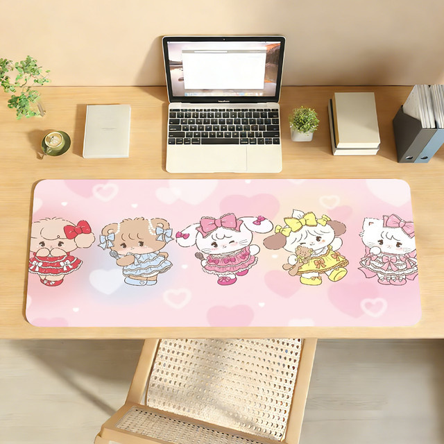 M-Mikko Katzen Mauspad in Pink, rutschfeste Schreibtischunterlage aus Gummi für PC und Laptop, Gamer-Dekoration - Bild 1