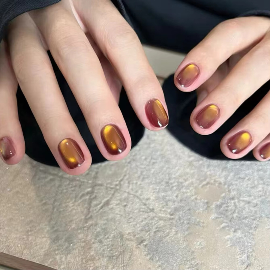 MAINEL Sunset Orange Nagellack, 10 ml, Schimmernd, Katzenauge Gel - Bild 4
