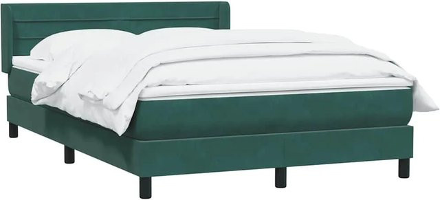 vidaXL Boxspringbett mit Matratze aus Samt in Dunkelgrün, Hybridbett mit Taschenfederkern, B/T: 160 x 220 cm - Bild 1