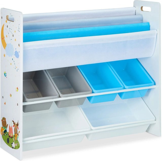 Relaxdays Kinderregal Bunt mit 10 Fächern und Motiv, B/T/H: 78 x 26,5 x 86 cm - Bild 1
