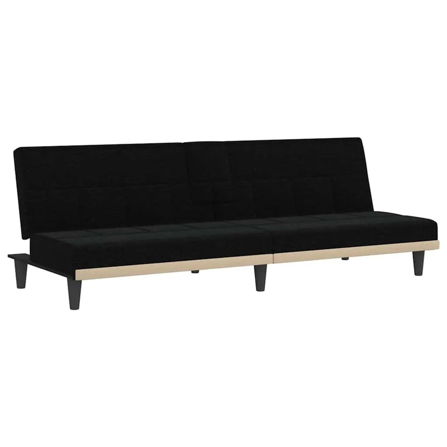 vidaXL Schlafsofa mit Getränkehaltern in Schwarz aus Stoff für das Wohnzimmer - Bild 2