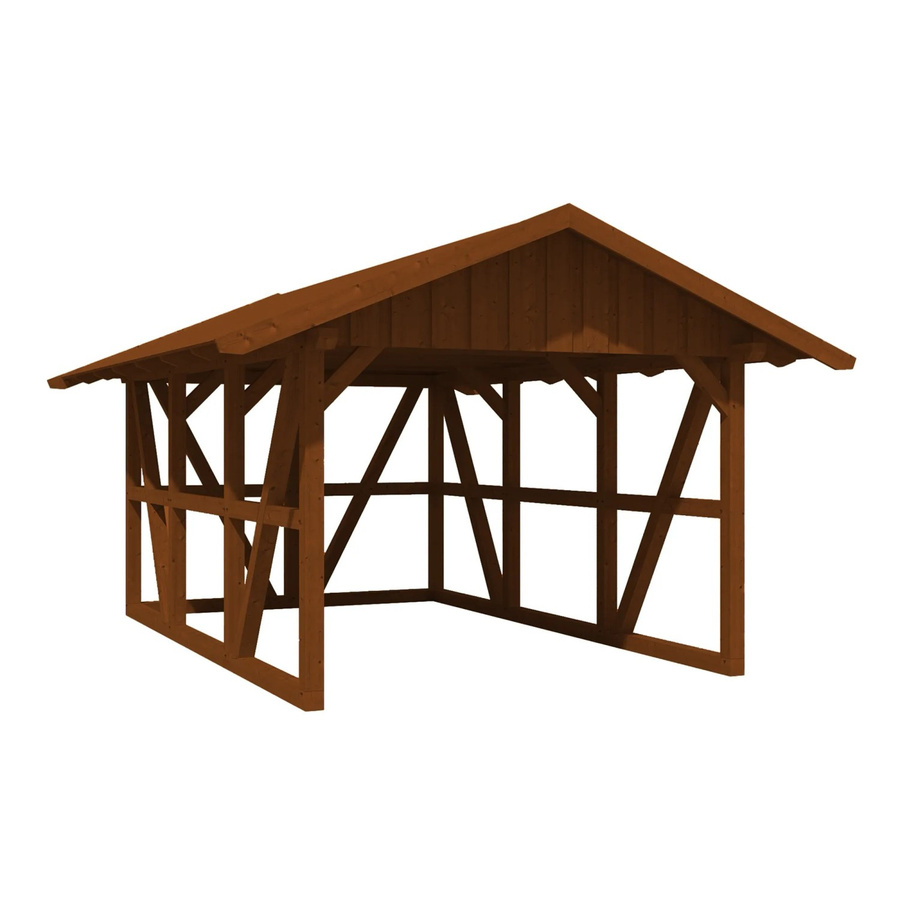 Skan Holz Carport Schwarzwald aus Fichtenholz mit Dachschalung und Rückwand in Nussbaum Braun B: 424 cm, T: 600 cm - Bild 2
