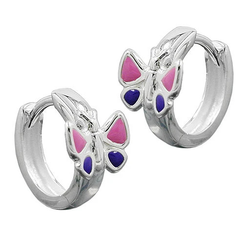 SIGO Creolen Schmetterling, pinklila, 925 Silber, Kinder - Bild 1