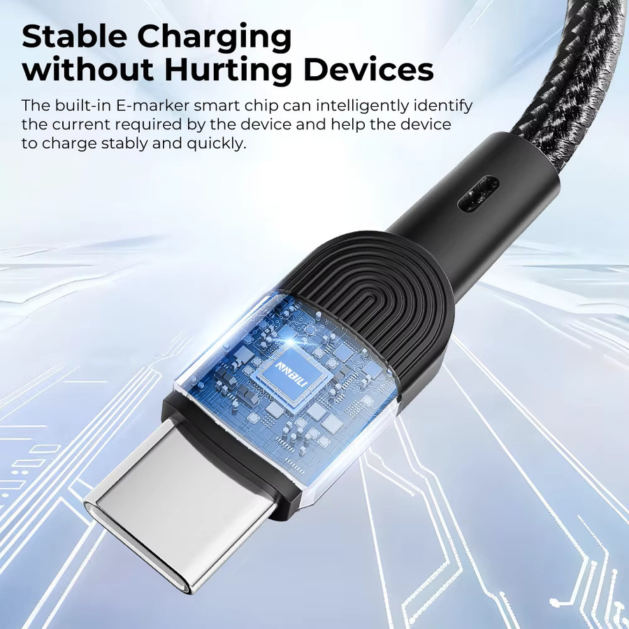 NNBILI USB Typ-C Schnellladekabel für iPhone 16 15 14 13 12 11, Huawei, Realme, Oppo, OnePlus und Xiaomi, USB-C Ladekabel in Schwarz oder Blau - Bild 3