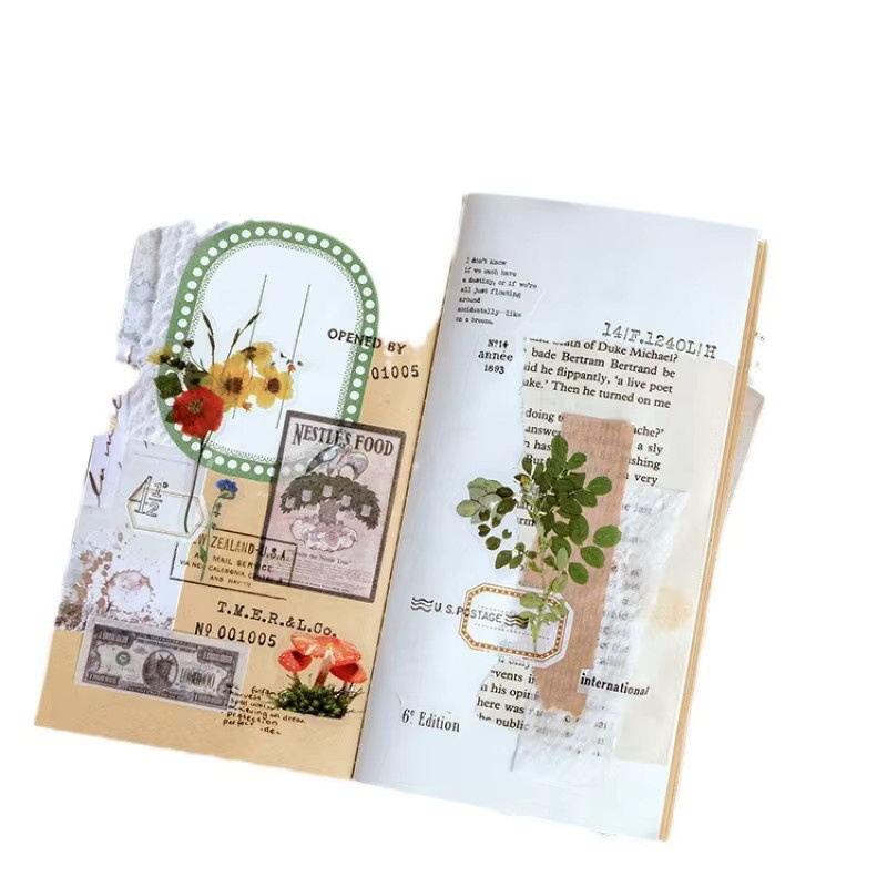 40 Blatt selbstklebende Aufkleber mit realistischen Pflanzen- und Blütenblatt-Designs in Multicolour für dein DIY, Scrapbook und Tagebuch - Bild 1