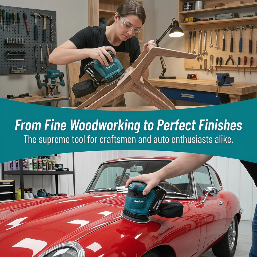 Makita DBO180Z 18V LXT Bürstenloser Akku-Exzenterschleifer für Holzbearbeitung, Schleifen und Polieren in Petrol - Bild 3